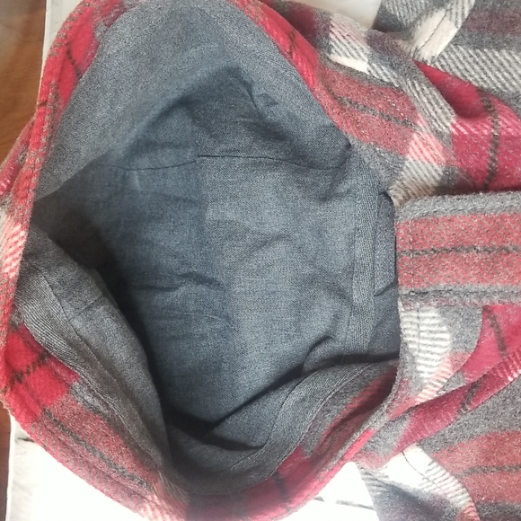 ABERCROMBIE RED GRAY PLAID COAT JACKET GIRLS XL WOOL JACKET HOODED - Picture 5 of 16